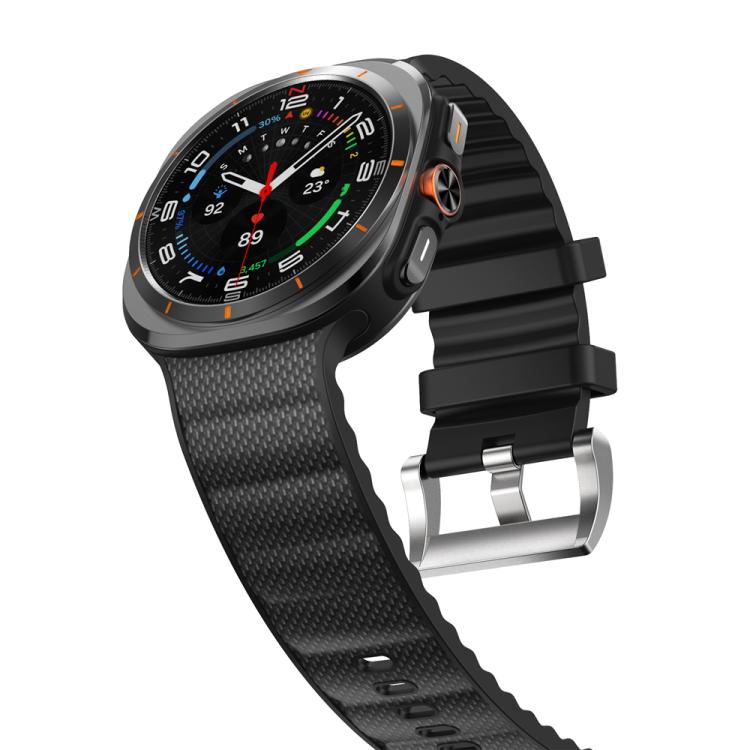 For Samsung Galaxy Watch Ultra 47mm / Ultra 2025 Solid Color Sports Silicone Watch Band(Black) by bashfashion