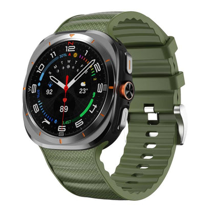 For Samsung Galaxy Watch Ultra 47mm / Ultra 2025 Solid Color Sports Silicone Watch Band(Army Green) by bashfashion