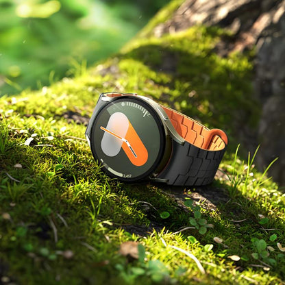 For Samsung Galaxy Watch 7 / 6 / 5 Magnetic Silicone Watch Band(Black+Orange) by bashfashion