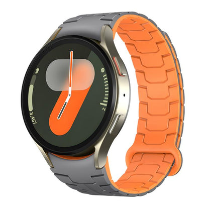 For Samsung Galaxy Watch 7 / 6 / 5 Magnetic Silicone Watch Band(Grey+Orange) by bashfashion