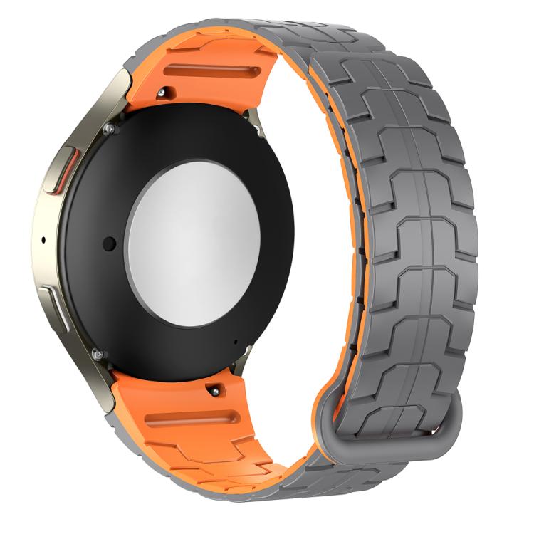 For Samsung Galaxy Watch 7 / 6 / 5 Magnetic Silicone Watch Band(Grey+Orange) by bashfashion