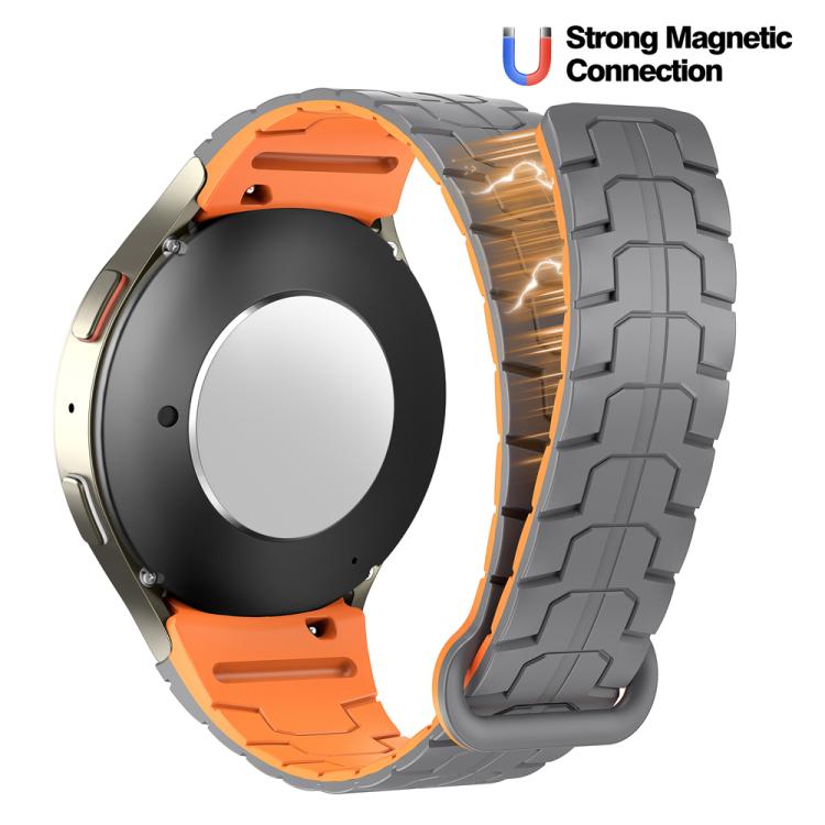For Samsung Galaxy Watch 7 / 6 / 5 Magnetic Silicone Watch Band(Grey+Orange) by bashfashion