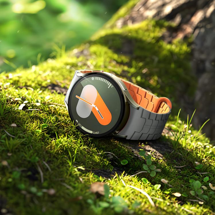 For Samsung Galaxy Watch 7 / 6 / 5 Magnetic Silicone Watch Band(Grey+Orange) by bashfashion