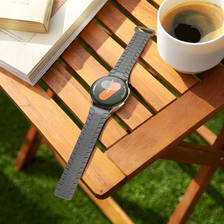 For Samsung Galaxy Watch 7 / 6 / 5 Magnetic Silicone Watch Band(Grey+Orange) by bashfashion