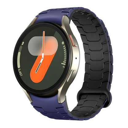 For Samsung Galaxy Watch 7 / 6 / 5 Magnetic Silicone Watch Band(Blue+Black) by bashfashion