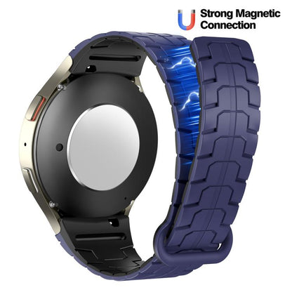 For Samsung Galaxy Watch 7 / 6 / 5 Magnetic Silicone Watch Band(Blue+Black) by bashfashion