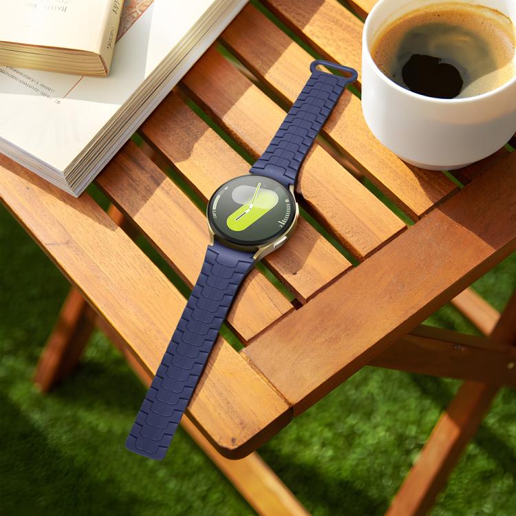 For Samsung Galaxy Watch 7 / 6 / 5 Magnetic Silicone Watch Band(Blue+Black) by bashfashion