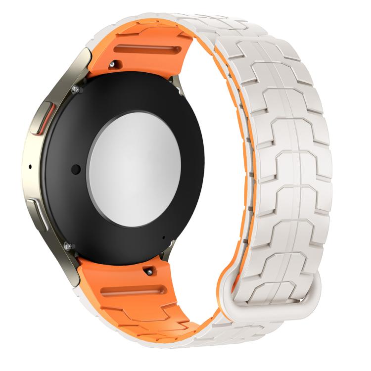 For Samsung Galaxy Watch 7 / 6 / 5 Magnetic Silicone Watch Band(Starlight+Orange) by bashfashion