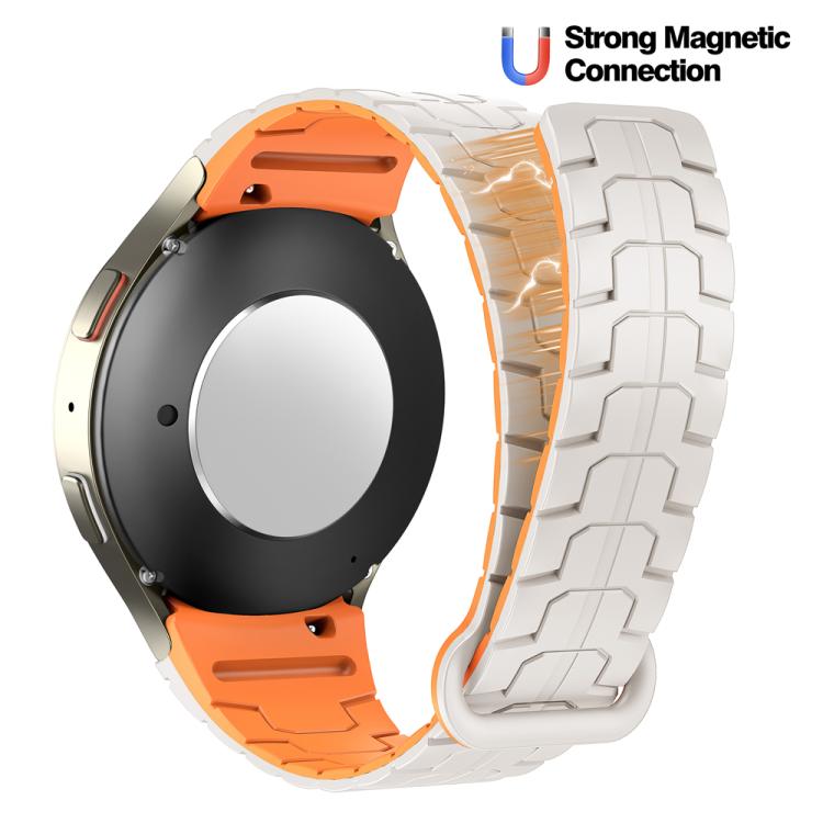 For Samsung Galaxy Watch 7 / 6 / 5 Magnetic Silicone Watch Band(Starlight+Orange) by bashfashion