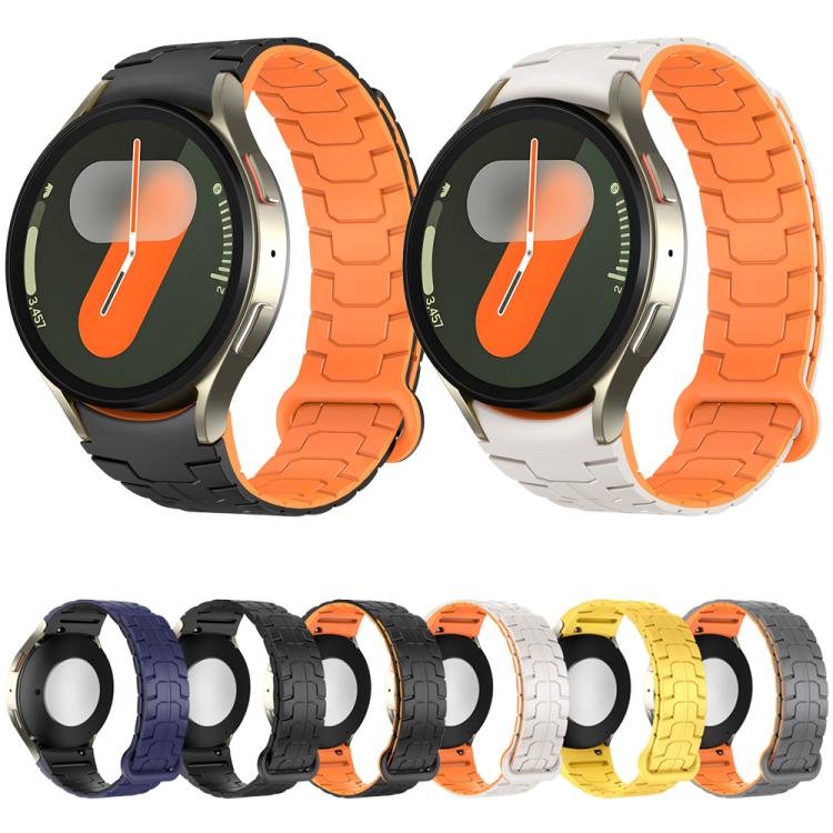 For Samsung Galaxy Watch 7 / 6 / 5 Magnetic Silicone Watch Band(Blue+Black) by bashfashion