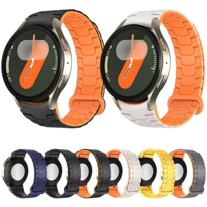 For Samsung Galaxy Watch 7 / 6 / 5 Magnetic Silicone Watch Band(Blue+Black) by bashfashion