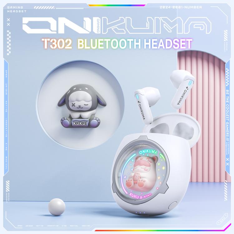 ONIKUMA T302 RGB Cute Unique Doll BT 5.4 Wireless Earphones(White) by ONIKUMA