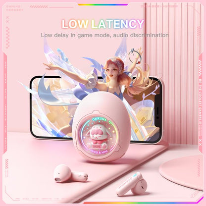 ONIKUMA T302 RGB Cute Unique Doll BT 5.4 Wireless Earphones(Pink) by ONIKUMA