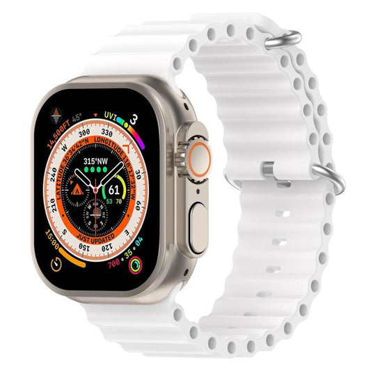 For Apple Watch 46mm / 49mm / 45mm / 44mm xDfind Ocean Silicone Watch Band(White) by xDfind