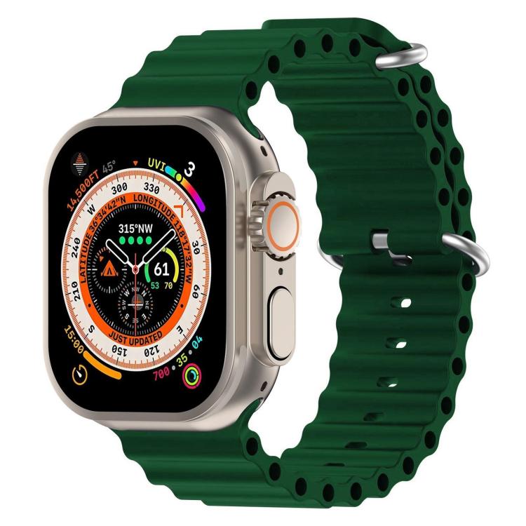 For Apple Watch 46mm / 49mm / 45mm / 44mm xDfind Ocean Silicone Watch Band(Dark Green) by xDfind