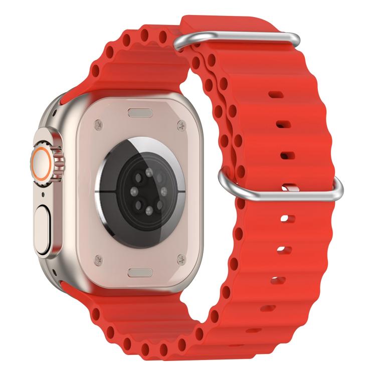 For Apple Watch 46mm / 49mm / 45mm / 44mm xDfind Ocean Silicone Watch Band(Red) by xDfind