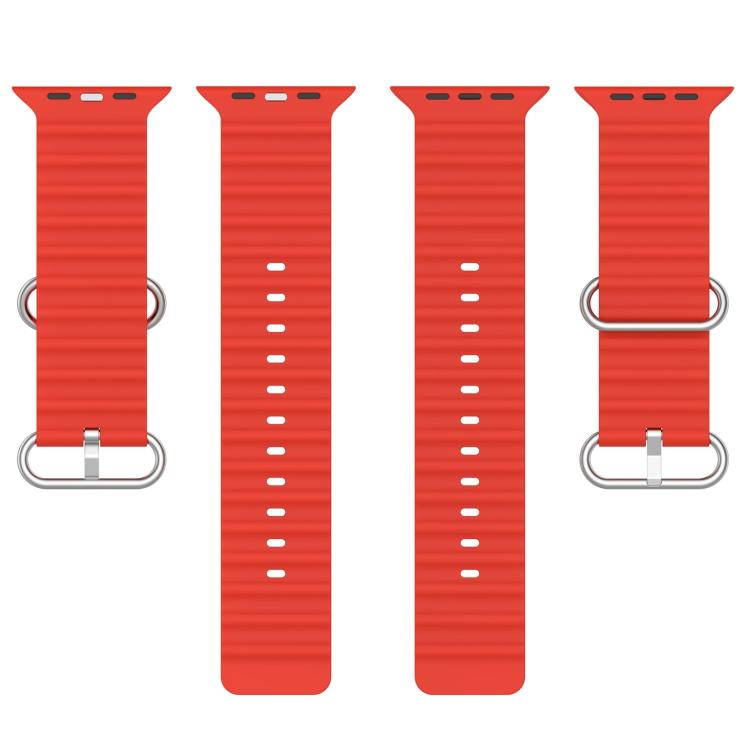 For Apple Watch 46mm / 49mm / 45mm / 44mm xDfind Ocean Silicone Watch Band(Red) by xDfind
