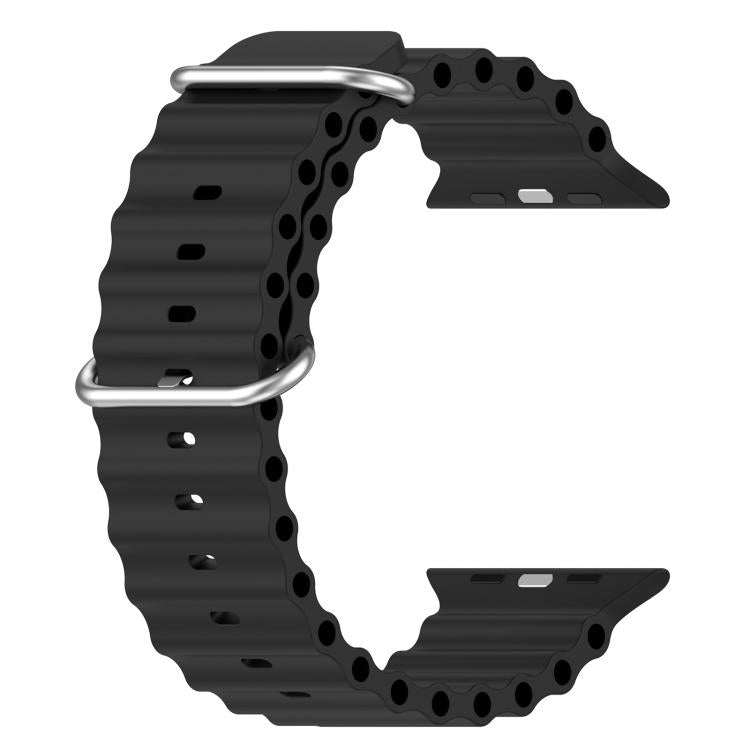 For Apple Watch 42mm / 41mm / 40mm / 38mm xDfind Ocean Silicone Watch Band(Black) by xDfind