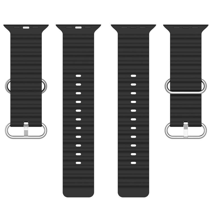 For Apple Watch 42mm / 41mm / 40mm / 38mm xDfind Ocean Silicone Watch Band(Black) by xDfind