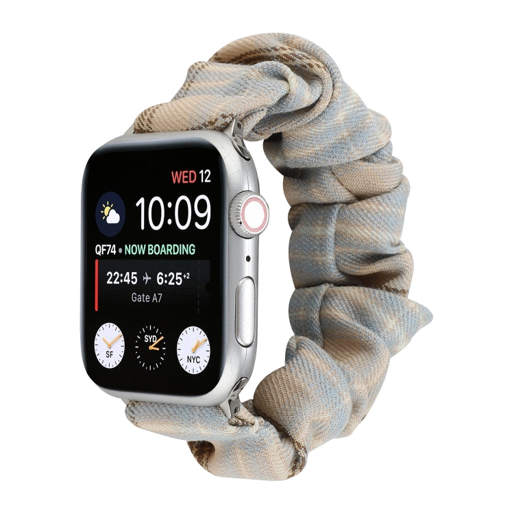 For Apple Watch Series 7 45mm / 6 & SE & 5 & 4 44mm / 3 & 2 & 1 42mm JK Uniform Style Cloth + Stainless Steel Watch Band(Khaki + Light Blue)(Khaki + Light Blue) by bashfashion