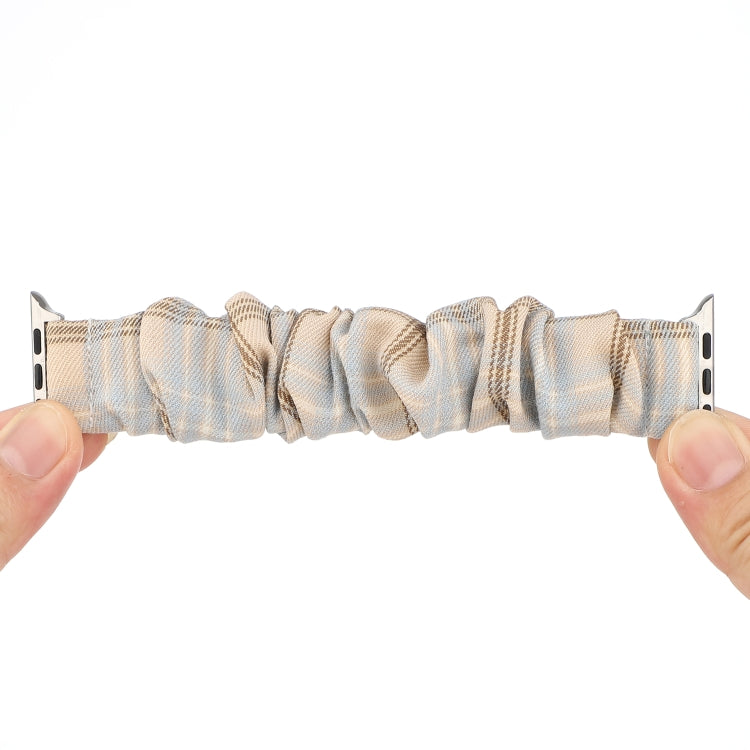 For Apple Watch Series 7 45mm / 6 & SE & 5 & 4 44mm / 3 & 2 & 1 42mm JK Uniform Style Cloth + Stainless Steel Watch Band(Khaki + Light Blue)(Khaki + Light Blue) by bashfashion