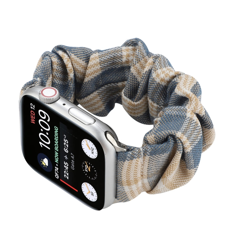 For Apple Watch Series 7 45mm / 6 & SE & 5 & 4 44mm / 3 & 2 & 1 42mm JK Uniform Style Cloth + Stainless Steel Watch Band(Khaki + Dark Blue)(Khaki + Dark Blue) by bashfashion