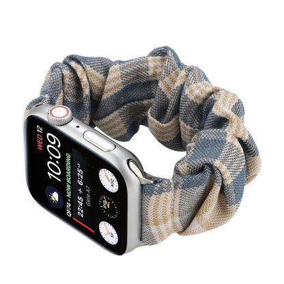 For Apple Watch Series 7 45mm / 6 & SE & 5 & 4 44mm / 3 & 2 & 1 42mm JK Uniform Style Cloth + Stainless Steel Watch Band(Khaki + Dark Blue)(Khaki + Dark Blue) by bashfashion