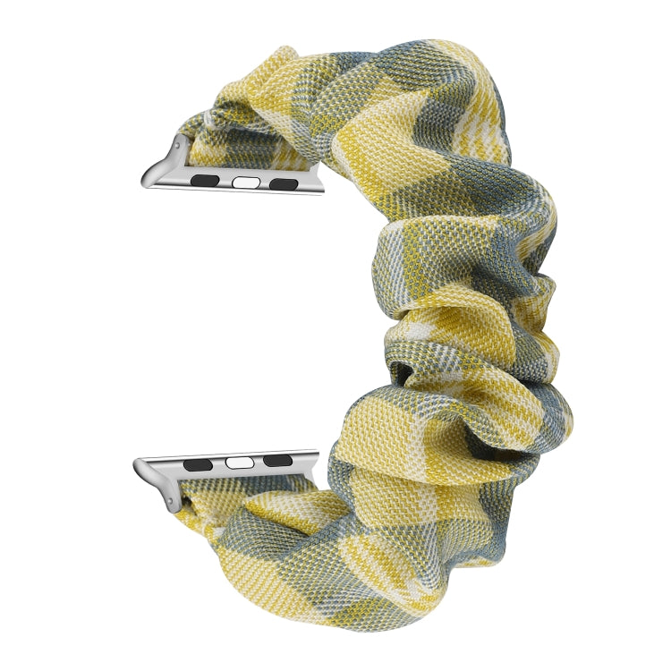 For Apple Watch Series 7 41mm / 6 & SE & 5 & 4 40mm / 3 & 2 & 1 38mm JK Uniform Style Cloth + Stainless Steel Watch Band(Yellow + Blue)(Yellow + Blue) by bashfashion