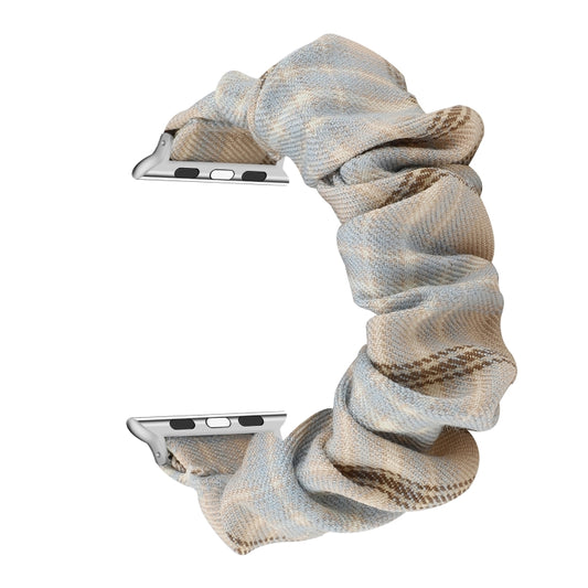 For Apple Watch Series 7 41mm / 6 & SE & 5 & 4 40mm / 3 & 2 & 1 38mm JK Uniform Style Cloth + Stainless Steel Watch Band(Khaki + Light Blue)(Khaki + Light Blue) by bashfashion