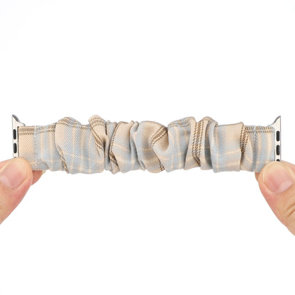 For Apple Watch Series 7 41mm / 6 & SE & 5 & 4 40mm / 3 & 2 & 1 38mm JK Uniform Style Cloth + Stainless Steel Watch Band(Khaki + Light Blue)(Khaki + Light Blue) by bashfashion