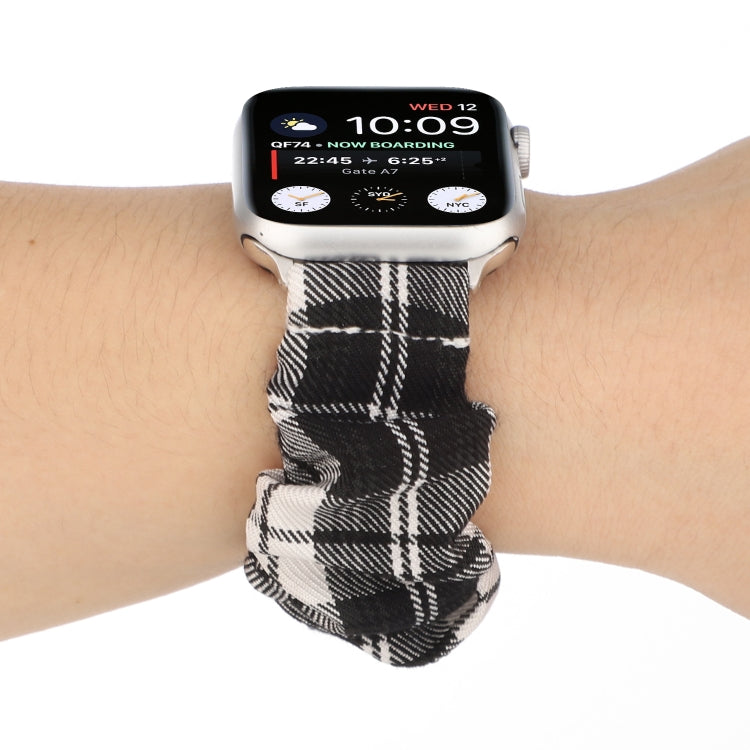 For Apple Watch Series 7 41mm / 6 & SE & 5 & 4 40mm / 3 & 2 & 1 38mm JK Uniform Style Cloth + Stainless Steel Watch Band(Black + White)(Black + White) by bashfashion