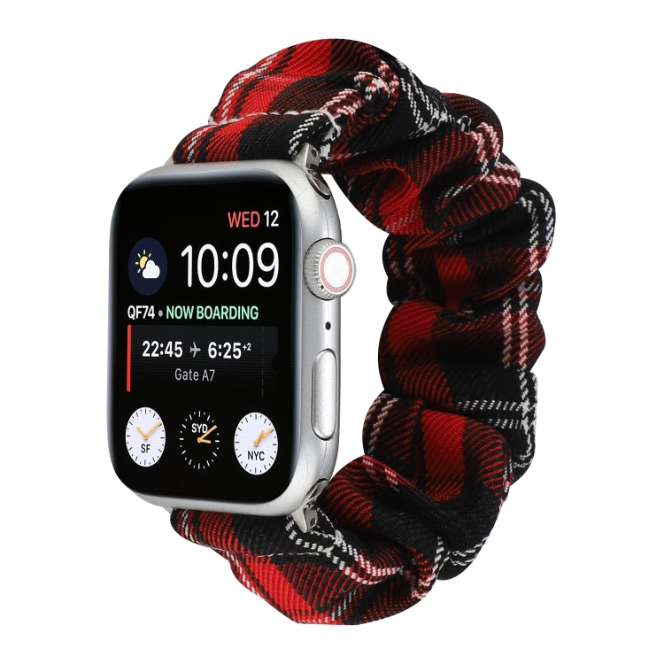 For Apple Watch Series 7 41mm / 6 & SE & 5 & 4 40mm / 3 & 2 & 1 38mm JK Uniform Style Cloth + Stainless Steel Watch Band(Black + Red)(Black + Red) by bashfashion