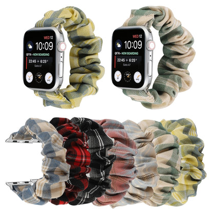 For Apple Watch Series 7 41mm / 6 & SE & 5 & 4 40mm / 3 & 2 & 1 38mm JK Uniform Style Cloth + Stainless Steel Watch Band(Khaki + Light Blue)(Khaki + Light Blue) by bashfashion