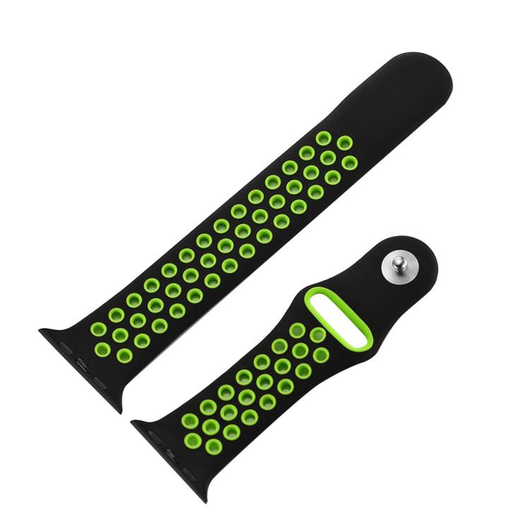 For Apple Watch 46mm / 49mm / 45mm / 44mm xDfind Two Color Silicone Sports Watch Band(Black Green) by xDfind