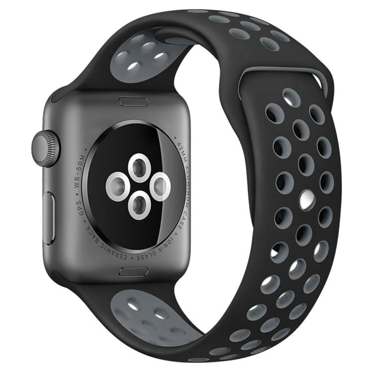 For Apple Watch 46mm / 49mm / 45mm / 44mm xDfind Two Color Silicone Sports Watch Band(Black Grey) by xDfind