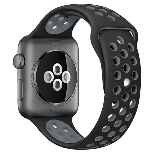 For Apple Watch 46mm / 49mm / 45mm / 44mm xDfind Two Color Silicone Sports Watch Band(Black Grey) by xDfind