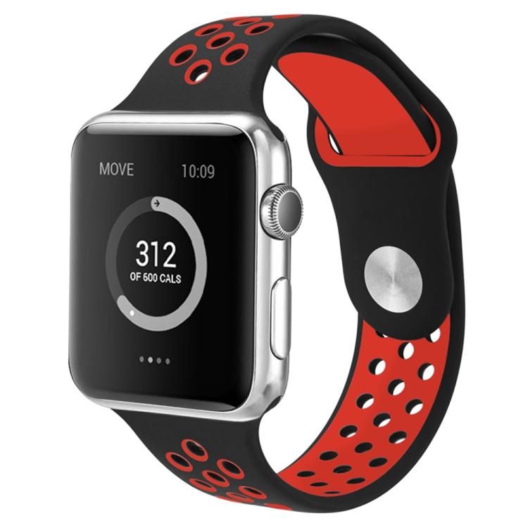 For Apple Watch 46mm / 49mm / 45mm / 44mm xDfind Two Color Silicone Sports Watch Band(Black Red) by xDfind
