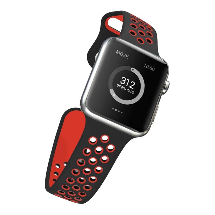 For Apple Watch 46mm / 49mm / 45mm / 44mm xDfind Two Color Silicone Sports Watch Band(Black Red) by xDfind