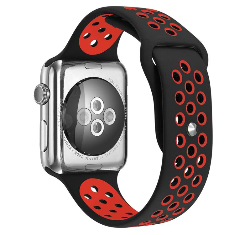 For Apple Watch 46mm / 49mm / 45mm / 44mm xDfind Two Color Silicone Sports Watch Band(Black Red) by xDfind