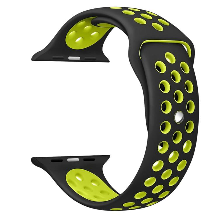 For Apple Watch 46mm / 49mm / 45mm / 44mm xDfind Two Color Silicone Sports Watch Band(Black Yellow) by xDfind