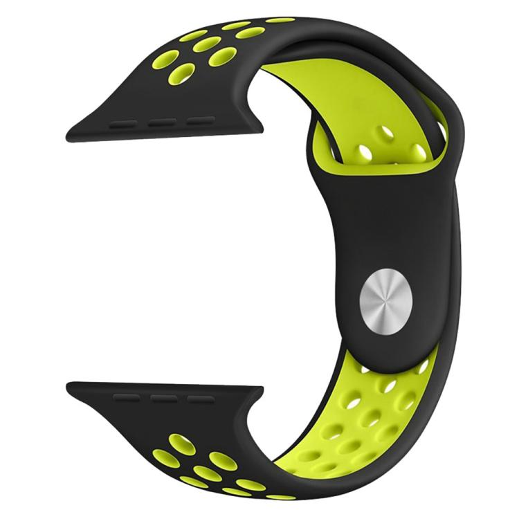 For Apple Watch 46mm / 49mm / 45mm / 44mm xDfind Two Color Silicone Sports Watch Band(Black Yellow) by xDfind