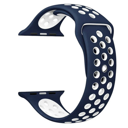 For Apple Watch 46mm / 49mm / 45mm / 44mm xDfind Two Color Silicone Sports Watch Band(Dark Blue White) by xDfind