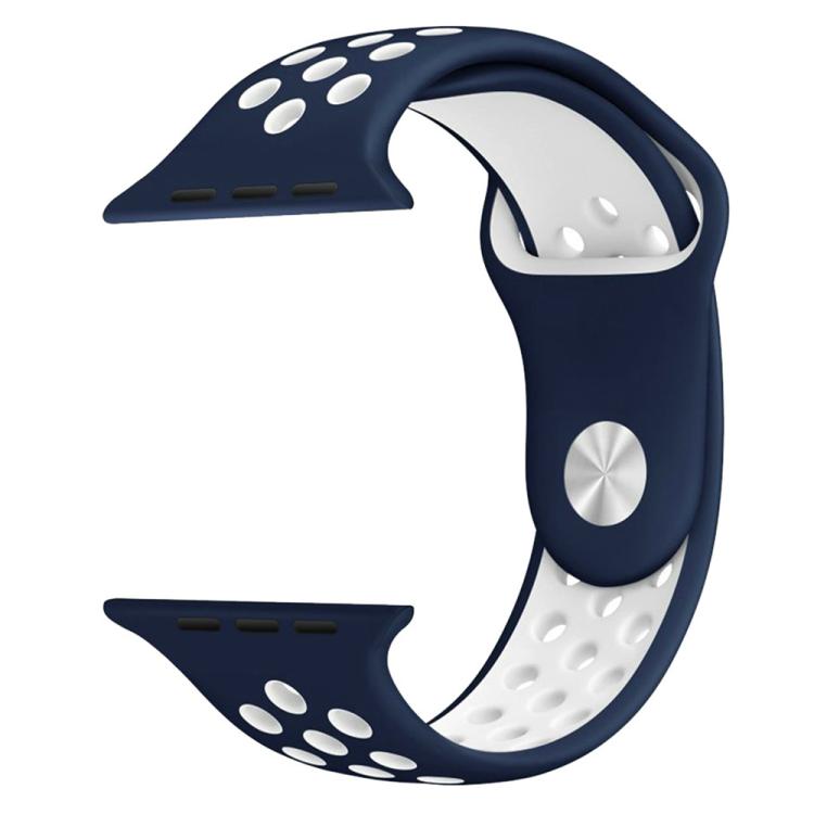 For Apple Watch 46mm / 49mm / 45mm / 44mm xDfind Two Color Silicone Sports Watch Band(Dark Blue White) by xDfind