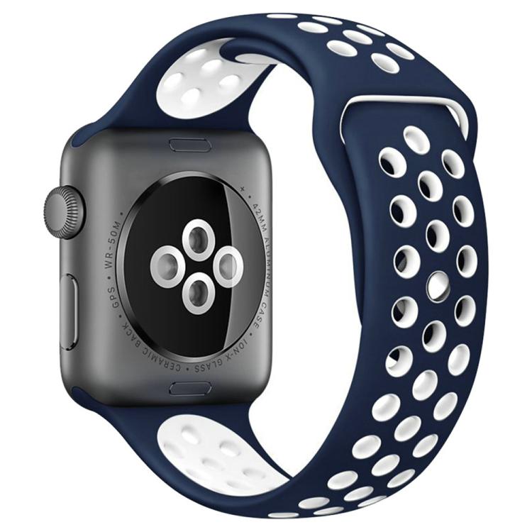 For Apple Watch 46mm / 49mm / 45mm / 44mm xDfind Two Color Silicone Sports Watch Band(Dark Blue White) by xDfind