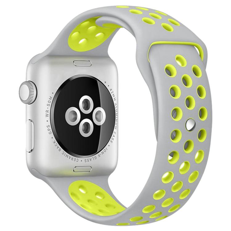 For Apple Watch 46mm / 49mm / 45mm / 44mm xDfind Two Color Silicone Sports Watch Band(Grey Yellow) by xDfind