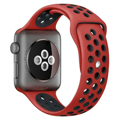 For Apple Watch 46mm / 49mm / 45mm / 44mm xDfind Two Color Silicone Sports Watch Band(Red Black) by xDfind