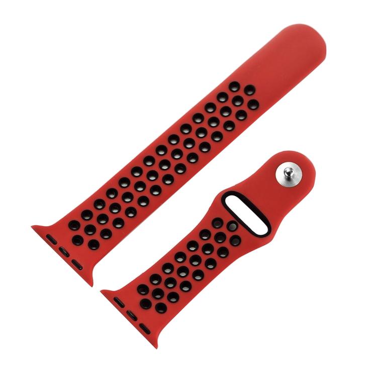 For Apple Watch 46mm / 49mm / 45mm / 44mm xDfind Two Color Silicone Sports Watch Band(Red Black) by xDfind