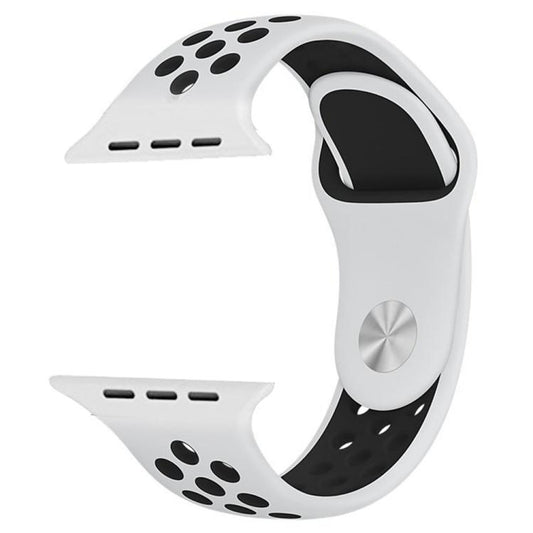 For Apple Watch 46mm / 49mm / 45mm / 44mm xDfind Two Color Silicone Sports Watch Band(White Black) by xDfind