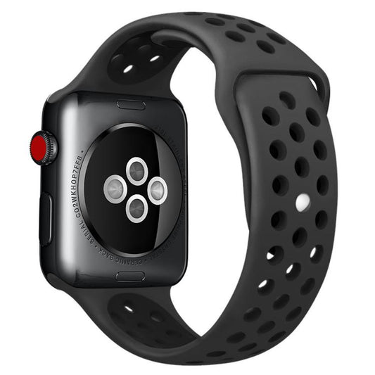 For Apple Watch 42mm / 41mm / 40mm / 38mm xDfind Two Color Silicone Sports Watch Band(Black) by xDfind