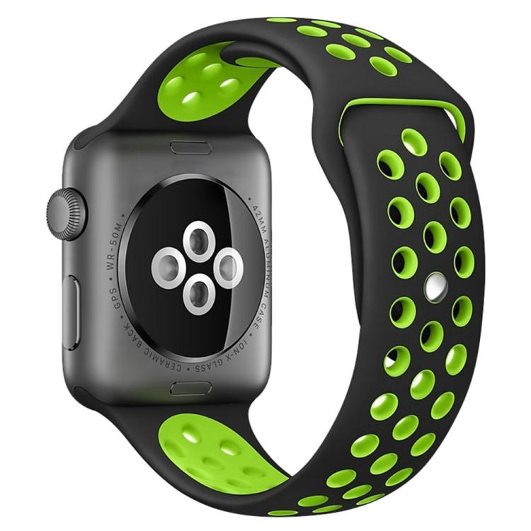 For Apple Watch 42mm / 41mm / 40mm / 38mm xDfind Two Color Silicone Sports Watch Band(Black Green) by xDfind